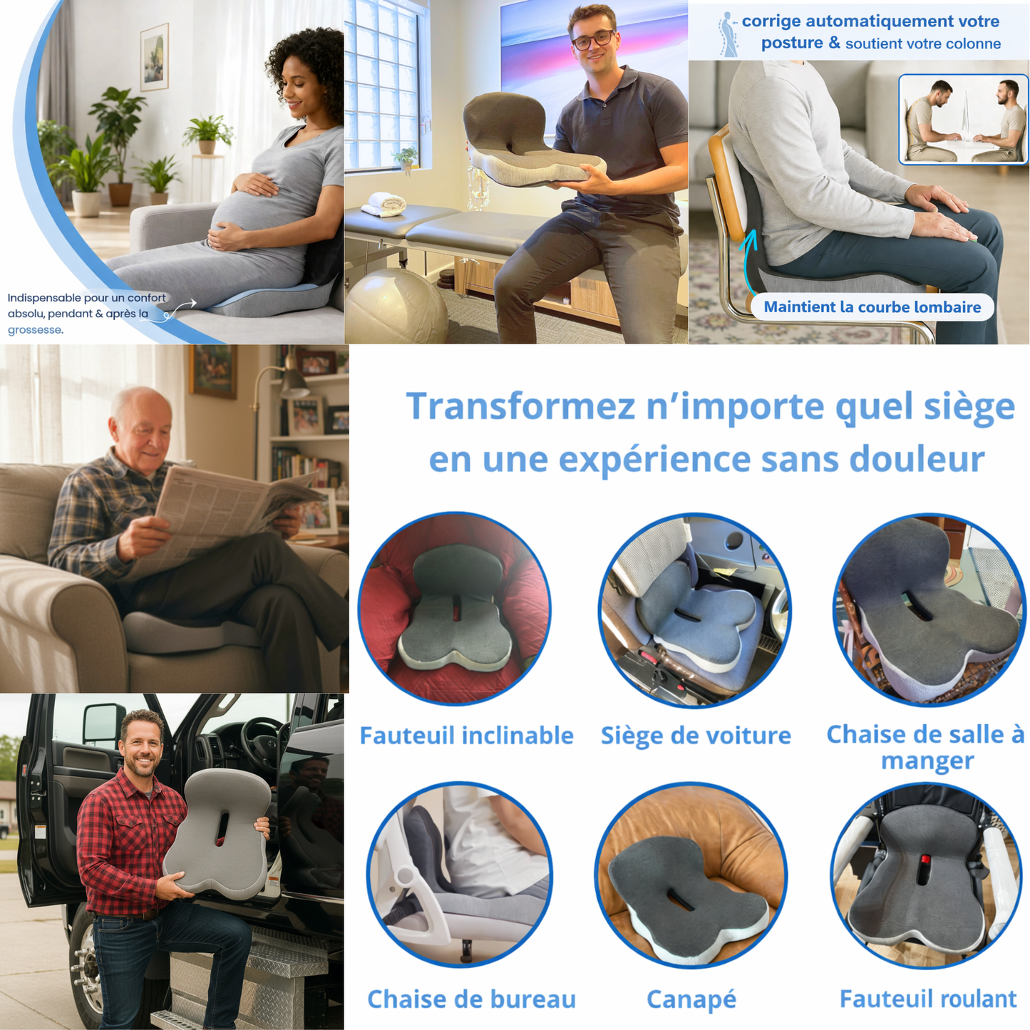Lafia™ - Coussin ergonomique pour le coccyx avec soutien lombaire