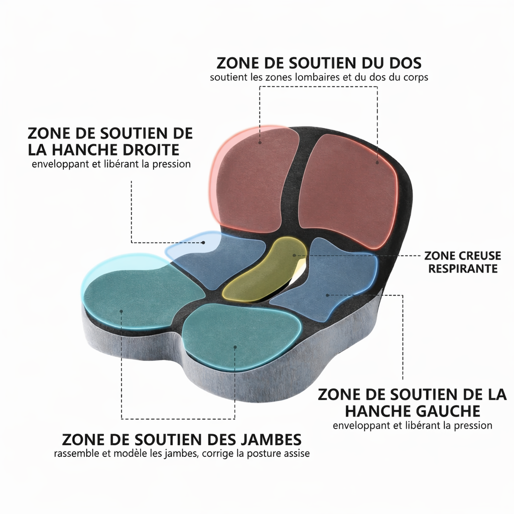 Lafia™ - Coussin ergonomique pour le coccyx avec soutien lombaire